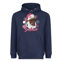 Navy pink christmas african american santa believe Heavyweight Hoodie - RanaPortraitStore