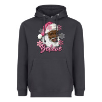 Pink Christmas African American Santa Believe Heavyweight Hoodie | Teevron