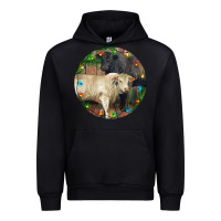 Black Christmas Charolais Bull And Black Angus Bull Urban Hoodie - RanaPortraitStore