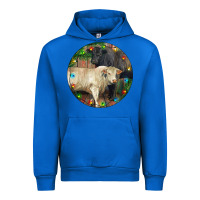Cobalt Christmas Charolais Bull And Black Angus Bull Urban Hoodie - RanaPortraitStore
