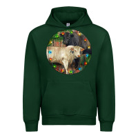 Forest Green Christmas Charolais Bull And Black Angus Bull Urban Hoodie - RanaPortraitStore