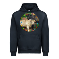 Christmas Charolais Bull And Black Angus Bull Urban Hoodie | Teevron