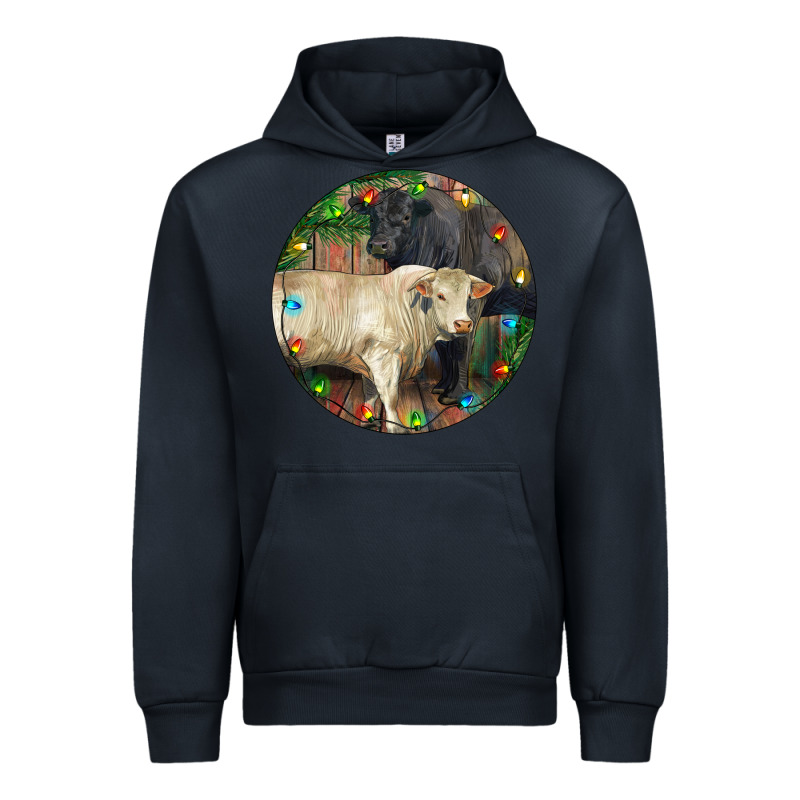 Christmas Charolais Bull And Black Angus Bull Urban Hoodie by RanaPortraitStore | Teevron