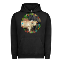Pigment Black Christmas Charolais Bull And Black Angus Bull Urban Hoodie - RanaPortraitStore