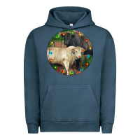 Pigment Midnight Navy Christmas Charolais Bull And Black Angus Bull Urban Hoodie - RanaPortraitStore