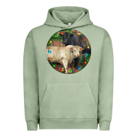 Pigment Oil Green Christmas Charolais Bull And Black Angus Bull Urban Hoodie - RanaPortraitStore
