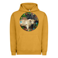 Pigment Peanut Butter Christmas Charolais Bull And Black Angus Bull Urban Hoodie - RanaPortraitStore