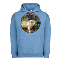 Pigment Pebble Blue Christmas Charolais Bull And Black Angus Bull Urban Hoodie - RanaPortraitStore