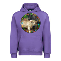Tulip Christmas Charolais Bull And Black Angus Bull Urban Hoodie - RanaPortraitStore