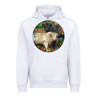 White Christmas Charolais Bull And Black Angus Bull Urban Hoodie - RanaPortraitStore