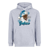 Heather Grey winter christmas african american santa believe Heavyweight Hoodie - RanaPortraitStore