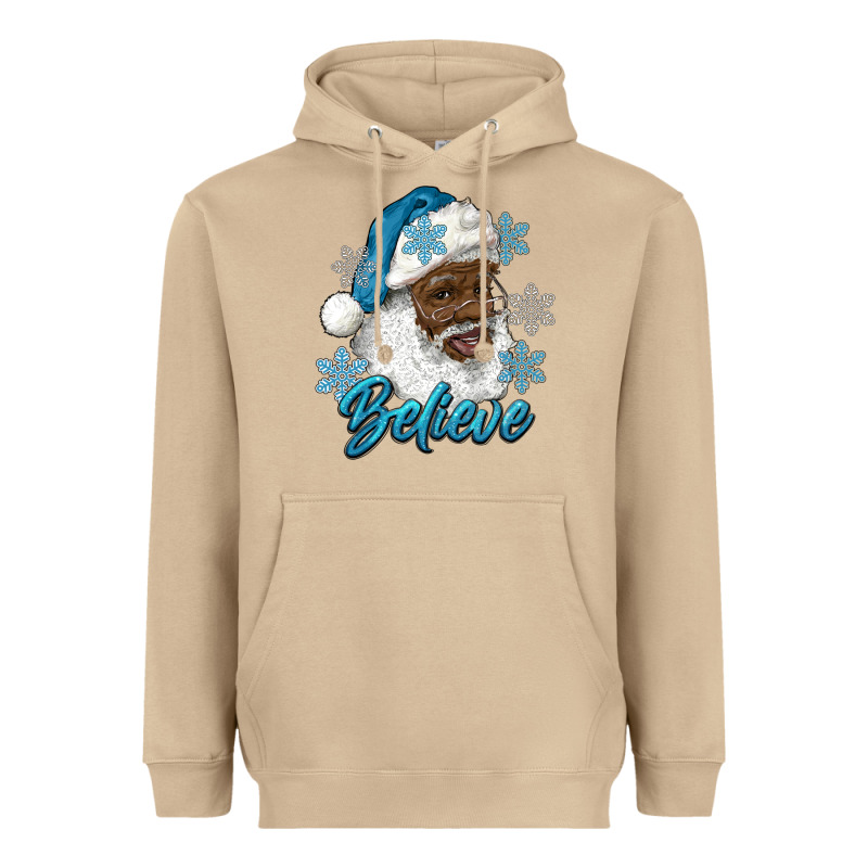 Winter Christmas African American Santa Believe Heavyweight Hoodie by RanaPortraitStore | Teevron