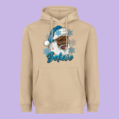 Winter Christmas African American Santa Believe Heavyweight Hoodie Designed By Ranaportraitstore
