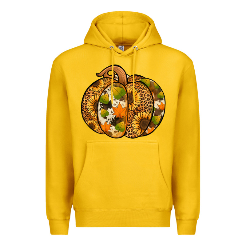 Leopard Cowhide Sunflower Pumpkin Premium Hoodie by Jasminsmagicworld | Teevron