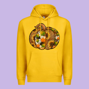 Leopard Cowhide Sunflower Pumpkin Premium Hoodie Designed By Jasminsmagicworld