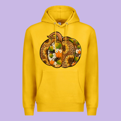Leopard Cowhide Sunflower Pumpkin Premium Hoodie Designed By Jasminsmagicworld