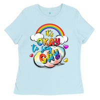 Baby Blue its okay to say gay pride Ladies Tee - FaDigitalArtStudio
