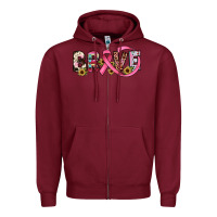 Burgundy brave cancer awareness ribbon Zipper Hoodie - JahusDesignShop