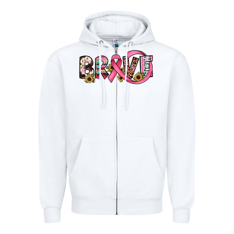 Brave Cancer Awareness Ribbon Zipper Hoodie by JahusDesignShop | Teevron