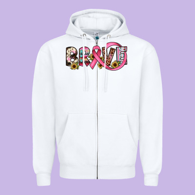 Brave Cancer Awareness Ribbon Zipper Hoodie Designed By Jahusdesignshop