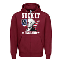 Burgundy funny george washington suck it england Zipper Hoodie - DesigneFamous