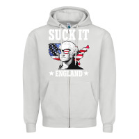 Dove Grey funny george washington suck it england Zipper Hoodie - DesigneFamous