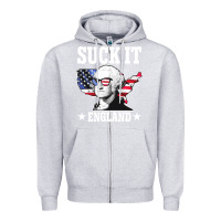 Heather Grey funny george washington suck it england Zipper Hoodie - DesigneFamous