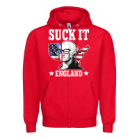 Red funny george washington suck it england Zipper Hoodie - DesigneFamous