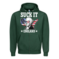 Sports Green funny george washington suck it england Zipper Hoodie - DesigneFamous