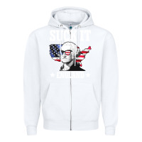 White funny george washington suck it england Zipper Hoodie - DesigneFamous