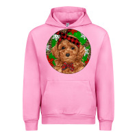 Fuchsia Pink Christmas Toy Poodle Urban Hoodie - RanaPortraitStore