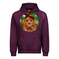 Mauve Wine Christmas Toy Poodle Urban Hoodie - RanaPortraitStore