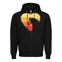 Black Vintage Heart Horse Equestrian | Horse lover Zipper Hoodie - linhVisuals