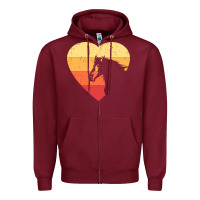 Burgundy Vintage Heart Horse Equestrian | Horse lover Zipper Hoodie - linhVisuals