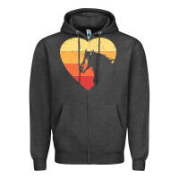 Charcoal Heather Vintage Heart Horse Equestrian | Horse lover Zipper Hoodie - linhVisuals