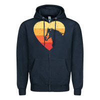 Navy Vintage Heart Horse Equestrian | Horse lover Zipper Hoodie - linhVisuals