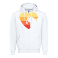 White Vintage Heart Horse Equestrian | Horse lover Zipper Hoodie - linhVisuals