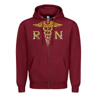 Burgundy rn registered nurse leopard lovely nursing student t shirt Zipper Hoodie - linhVisuals