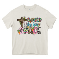 Cream Saved by his grace Easter Day Heavy Core Tee - HowdyJamesFarm