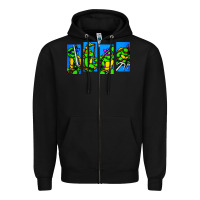 Black arcade turtles Zipper Hoodie - linhVisuals