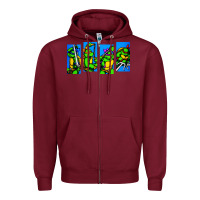 Burgundy arcade turtles Zipper Hoodie - linhVisuals