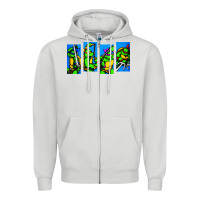Dove Grey arcade turtles Zipper Hoodie - linhVisuals