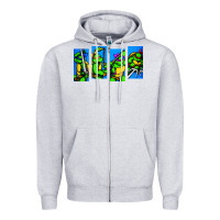 Heather Grey arcade turtles Zipper Hoodie - linhVisuals