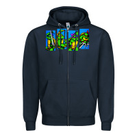 Navy arcade turtles Zipper Hoodie - linhVisuals