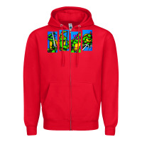 Red arcade turtles Zipper Hoodie - linhVisuals