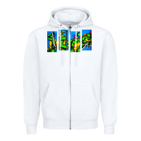 White arcade turtles Zipper Hoodie - linhVisuals