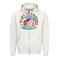 Oatmeal Heather i want to go home Zipper Hoodie - linhVisuals
