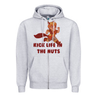 Heather Grey kick life in the nuts   squirrel girl Zipper Hoodie - linhVisuals