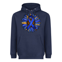 Navy Colon Cancer Awareness sunflower Heavyweight Hoodie - RanaPortraitStore
