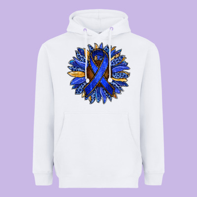 Colon Cancer Awareness Sunflower Heavyweight Hoodie Designed By Ranaportraitstore
